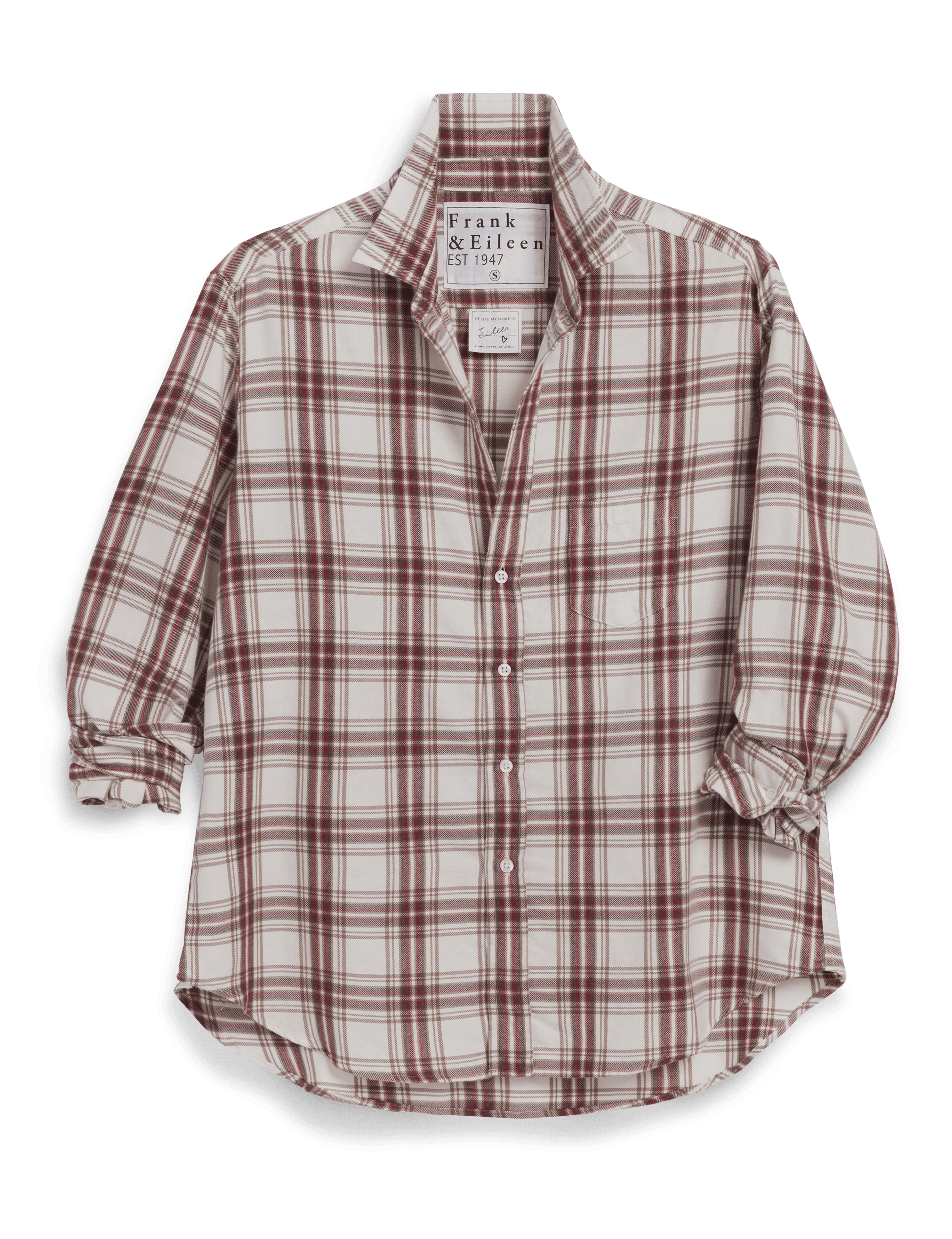 EILEEN Cream and Wine with Brown Plaid, Italian Flannel