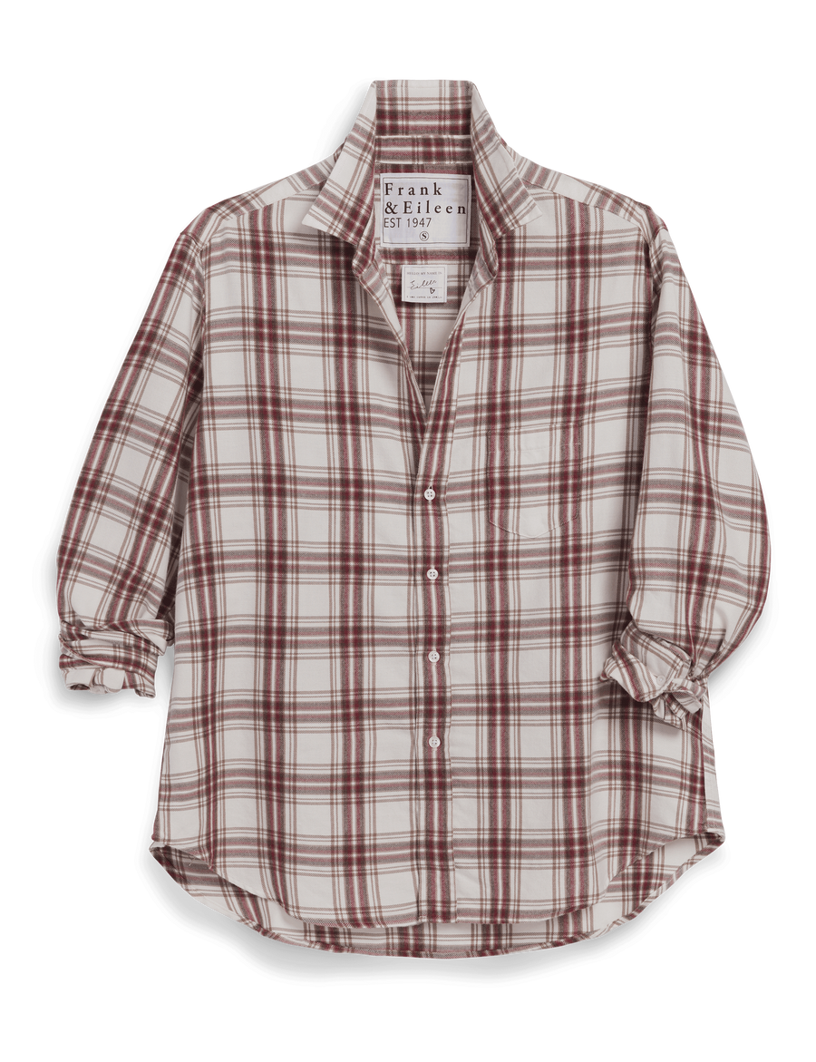 EILEEN Cream and Wine with Brown Plaid, Italian Flannel