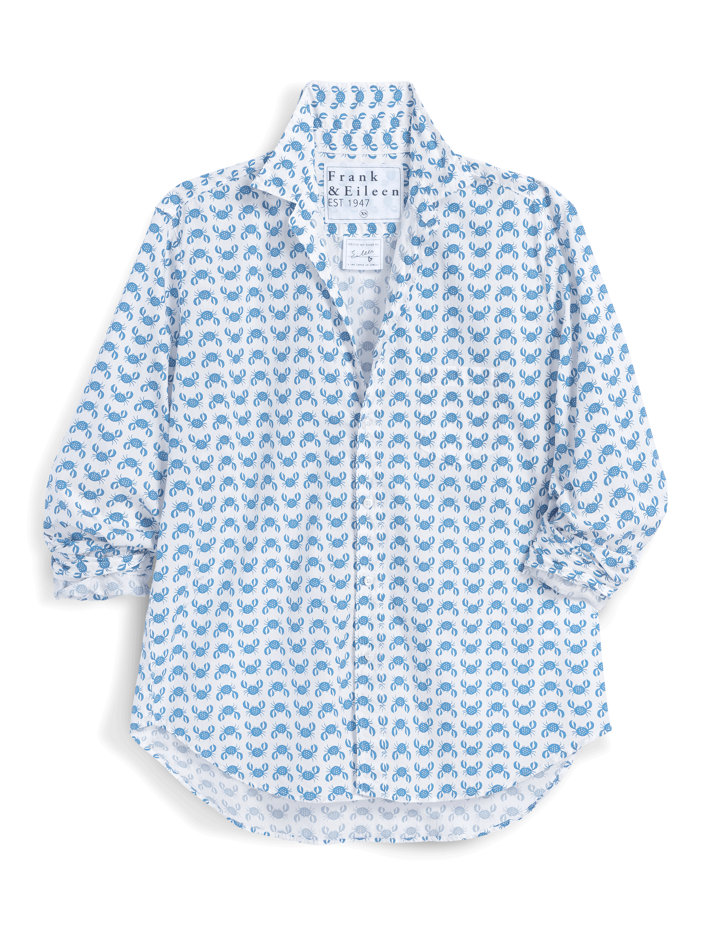 Blue patterned shirt on a white background, view 4