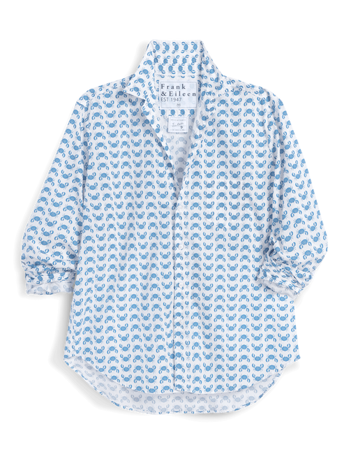 Blue patterned shirt on a white background, view 4