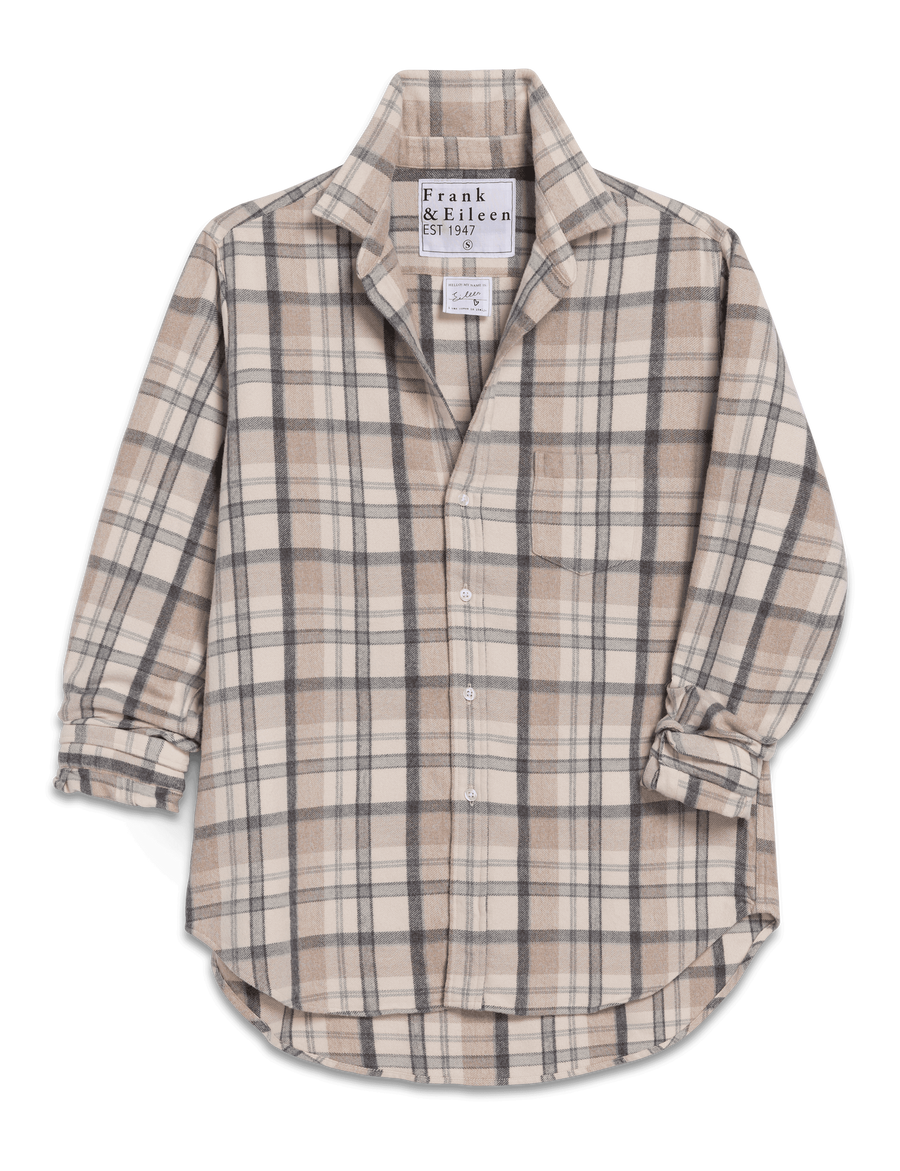 EILEEN Cream and Sand with Gray Plaid, Italian Flannel