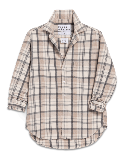 EILEEN Cream and Sand with Gray Plaid, Italian Flannel, view 5