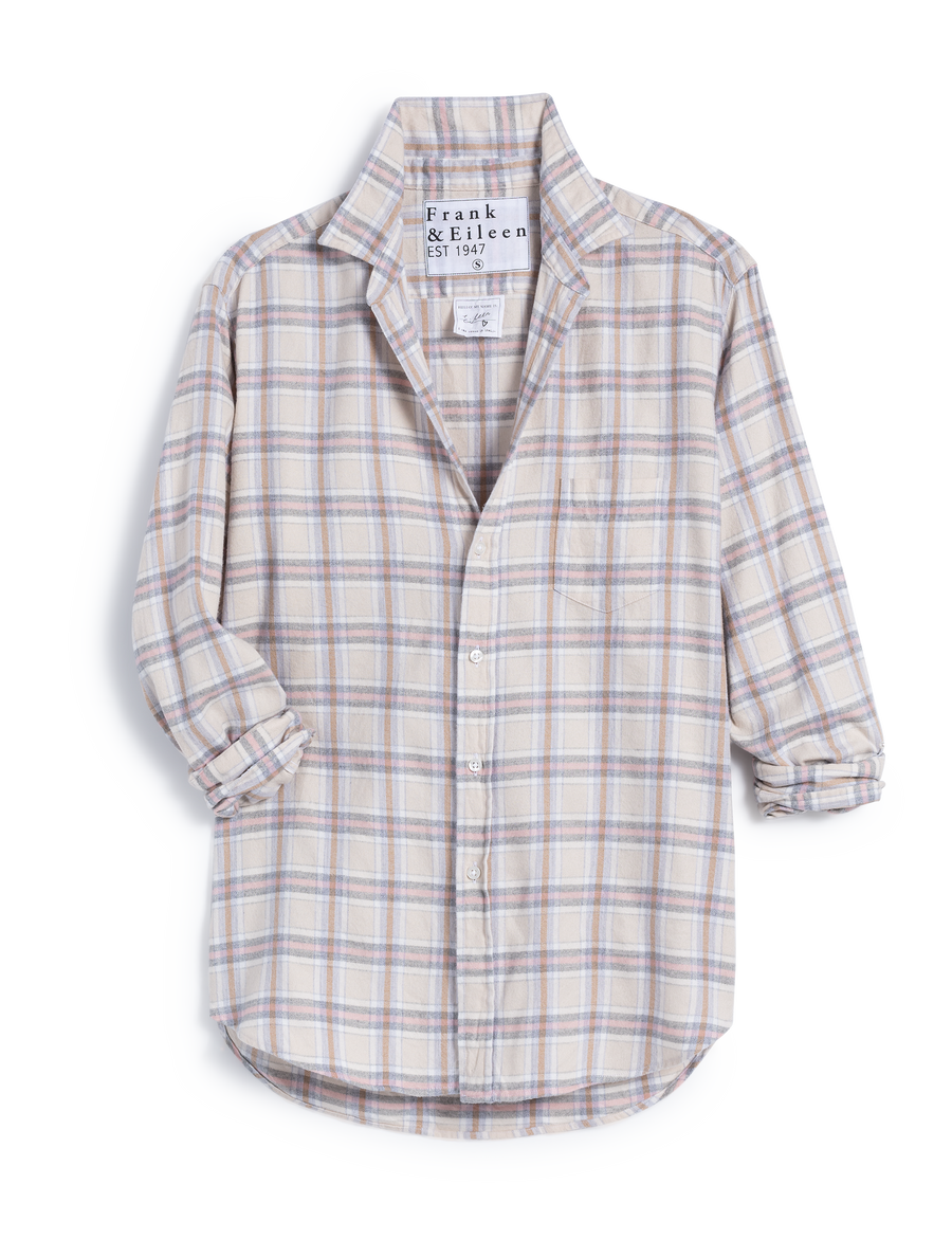 EILEEN Cream and Pink Plaid, Italian Cashmere Touch