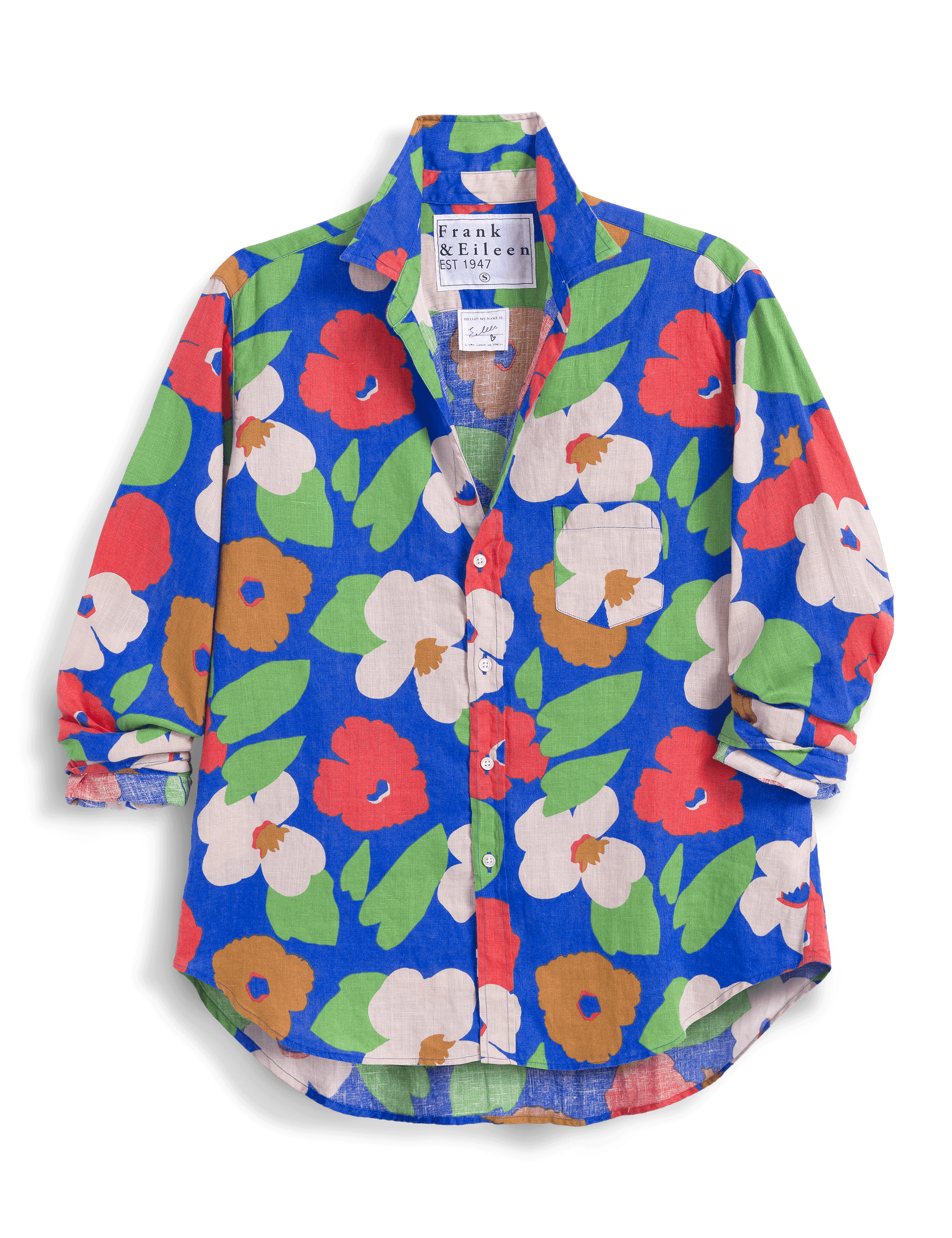 EILEEN Bright Blue Floral, Italian Classic Linen, view 4