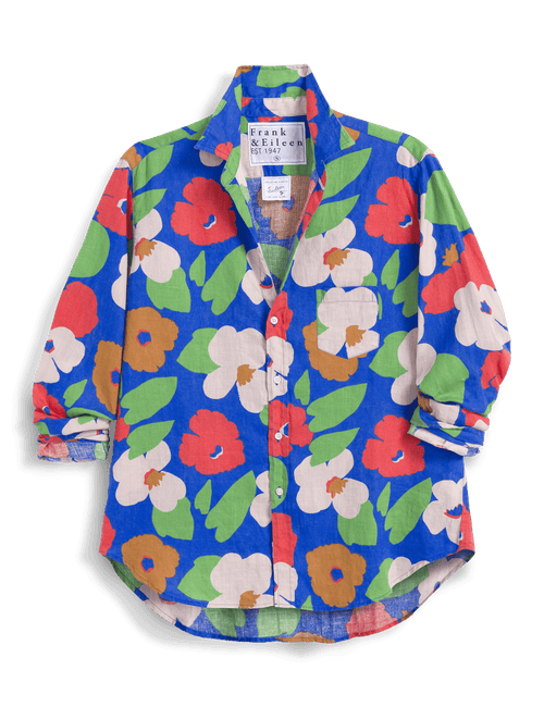 EILEEN Bright Blue Floral, Italian Classic Linen, view 4