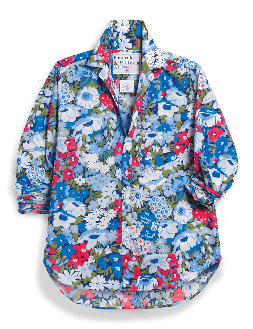 Floral patterned shirt with brand label on a transparent background, view 5