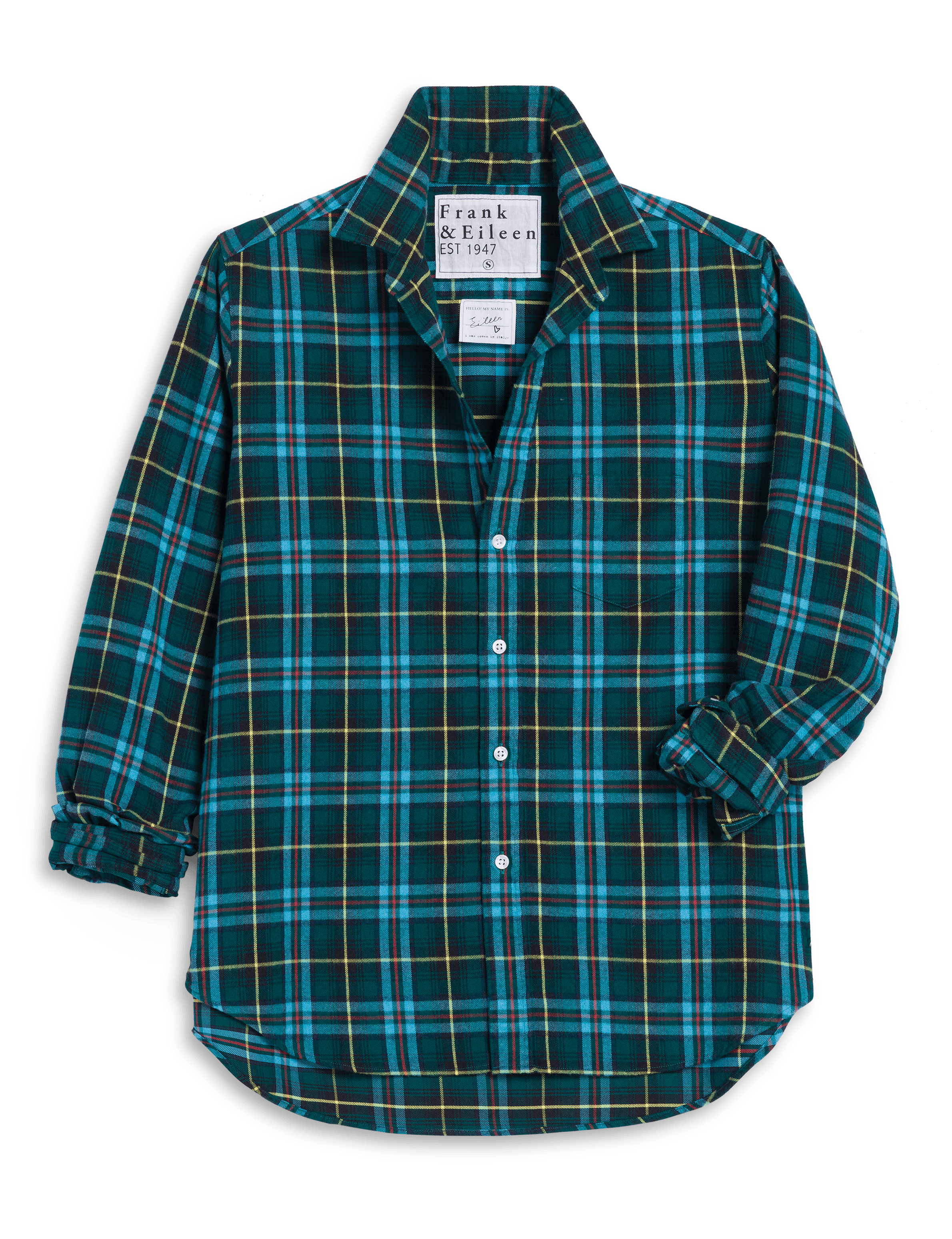 EILEEN Blue and Green with Yellow Plaid, Italian Flannel