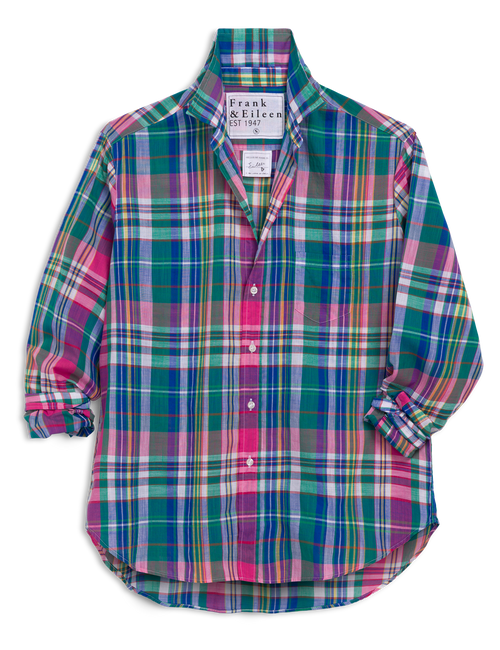 Plaid shirt with colorful pattern on a white background, view 6