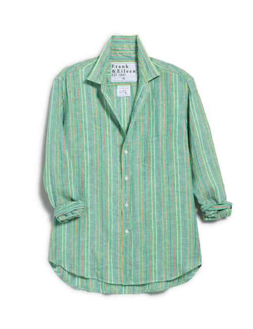 EILEEN Green Multi Stripe, Italian Classic Linen, view 6