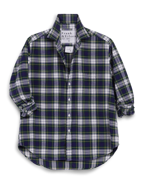 EILEEN Blue and Green with White Plaid, Italian Flannel, view 5