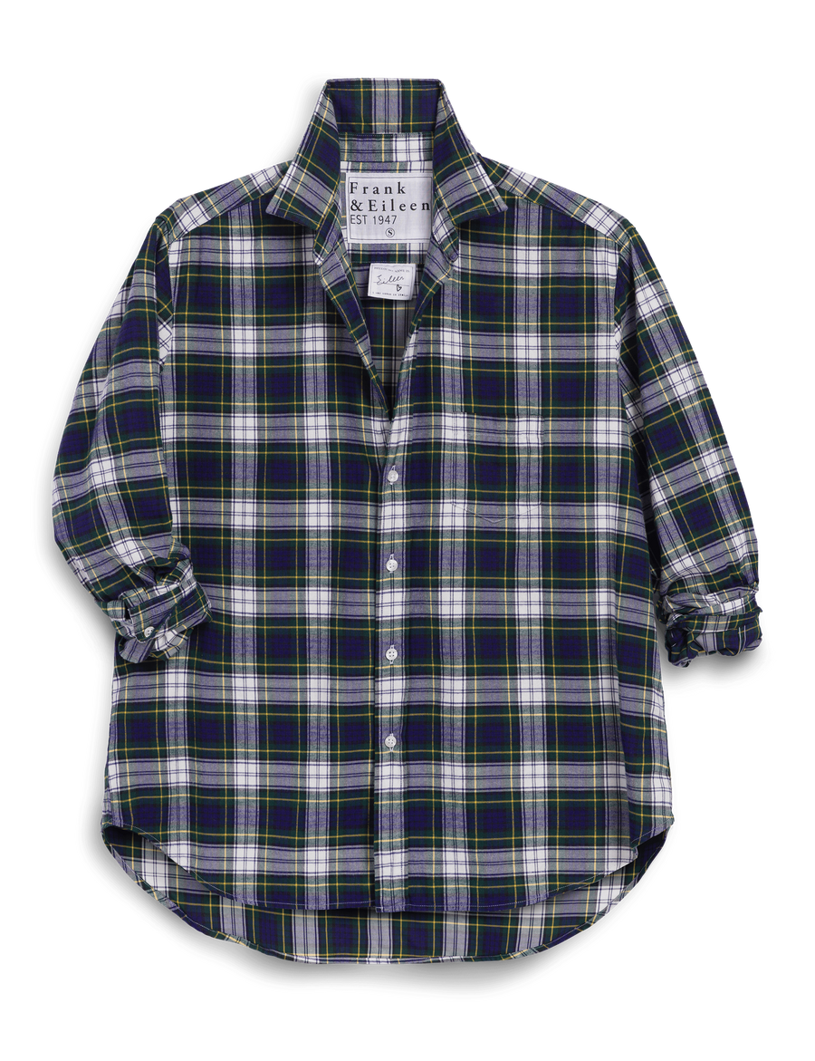 EILEEN Blue and Green with White Plaid, Italian Flannel