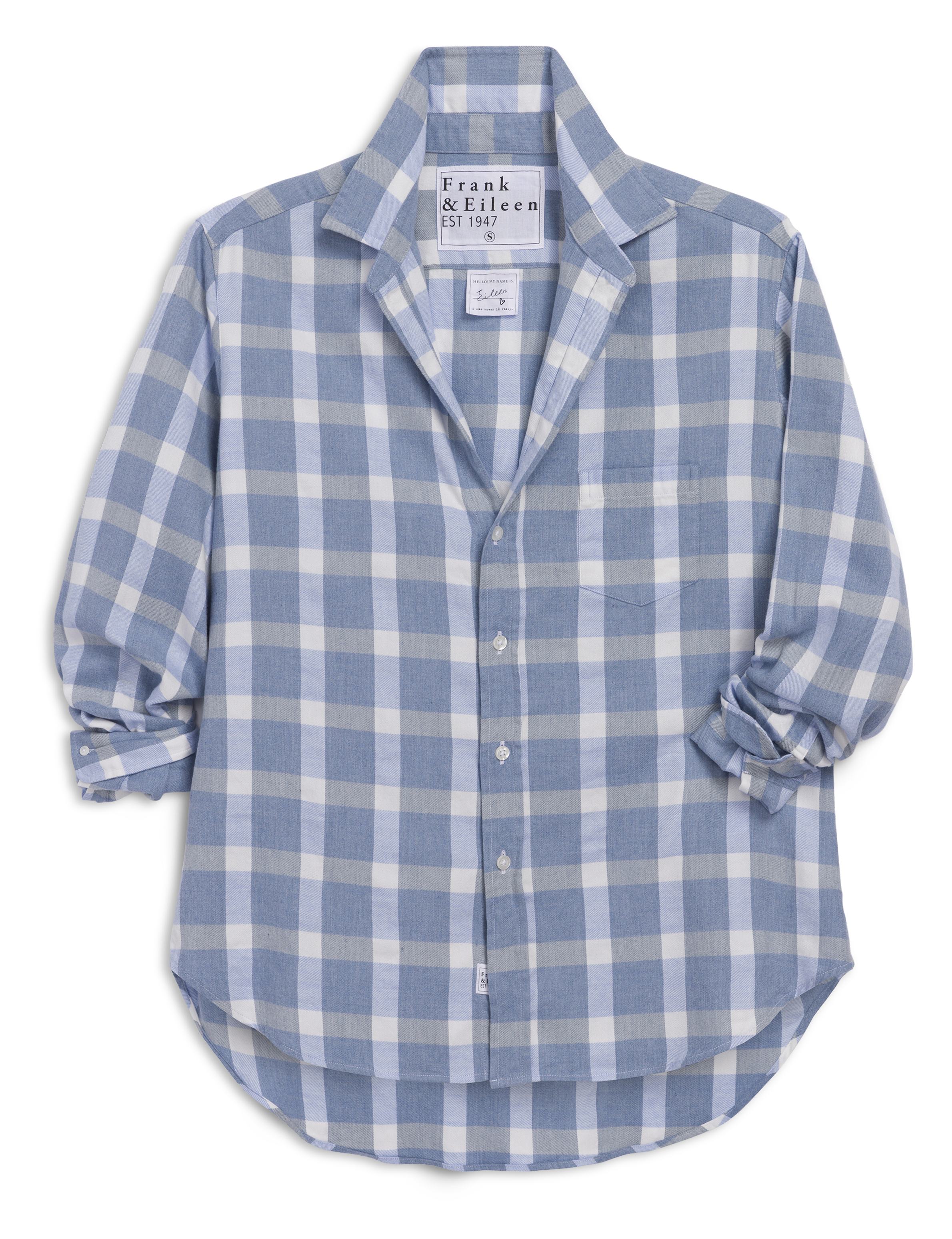EILEEN Large Blue and White Check, Italian Cashmere Touch