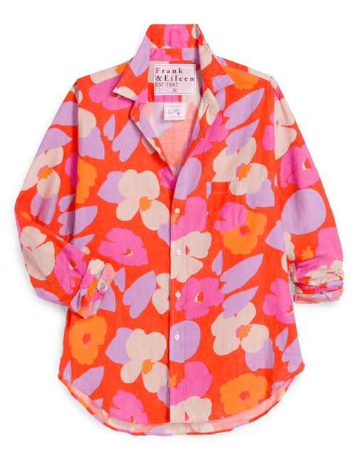EILEEN Orange and Pink Floral, Italian Classic Linen, view 6