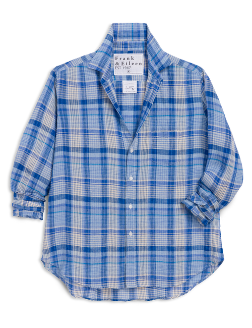 EILEEN Multi Blue Plaid, Italian Classic Linen, front view