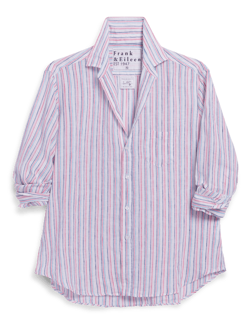 Striped shirt with brand label on a transparent background, view 4