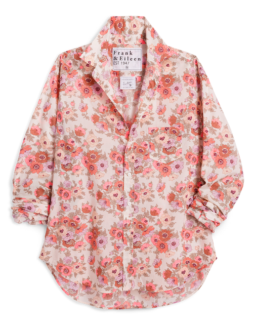 Floral patterned shirt with 'Frank & Eileen' label on a white background, view 4