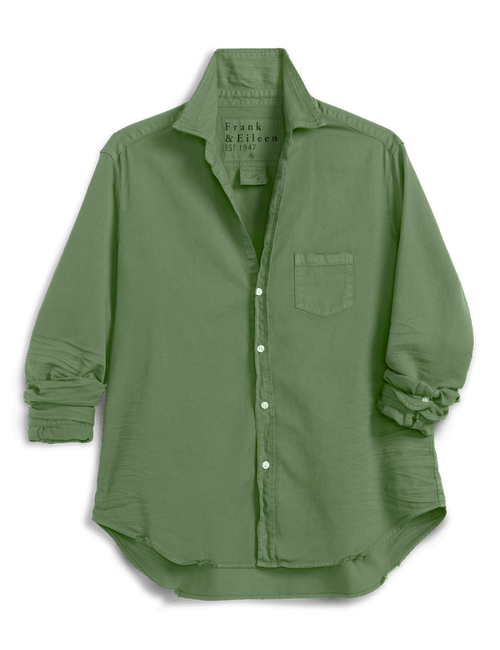 Green shirt with rolled-up sleeves on a black background, view 4