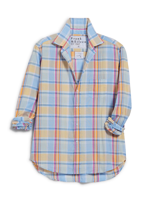 EILEEN Blue and Orange Plaid, Casual Cotton, view 4