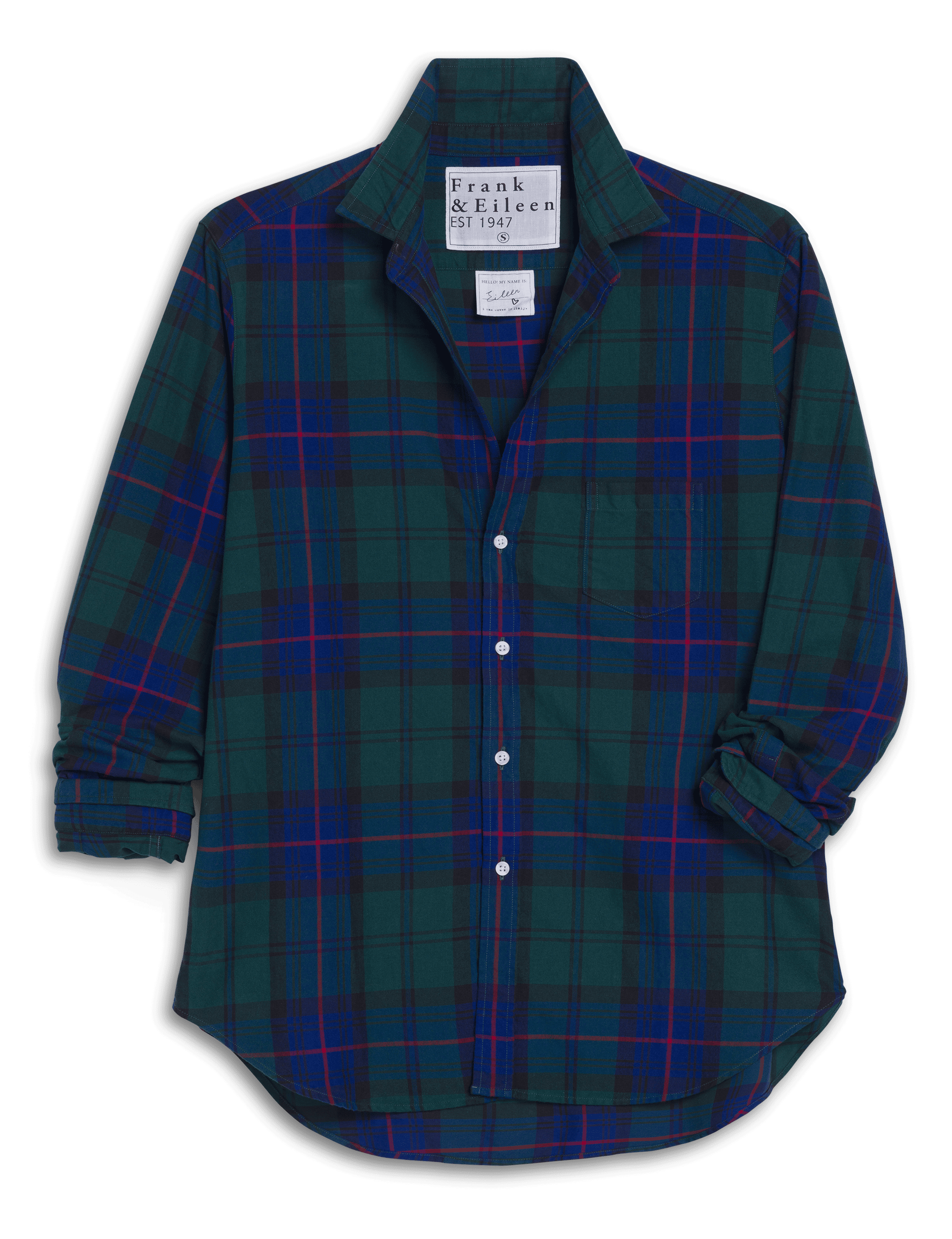 EILEEN Blue and Green with Red Plaid, Italian Flannel