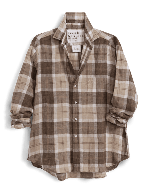 Plaid shirt with a brand label on a green background, view 4