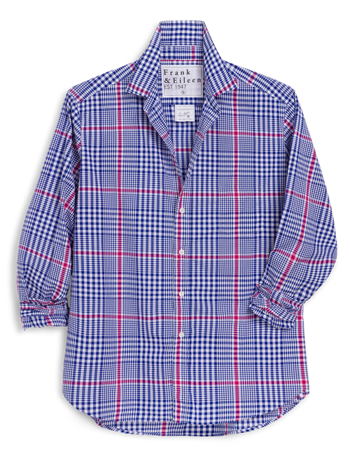 EILEEN Pink and Blue Plaid, Italian Cotton, front view