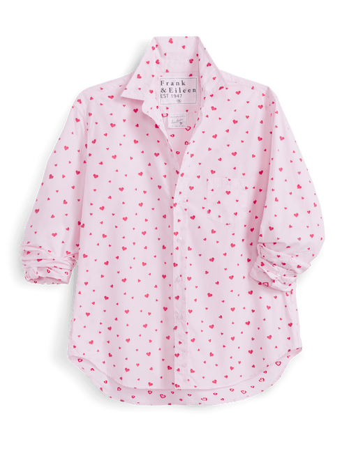 EILEEN Pink Stripe with Hearts, Italian Cotton, view 4