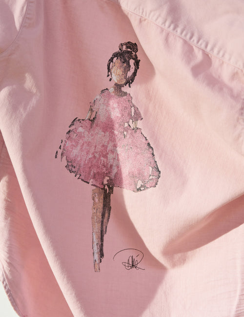 Embroidered pink dress on a pink fabric background, view 5