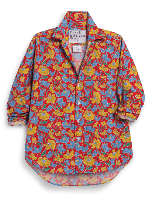Colorful floral shirt with brand label on a transparent background, view 5