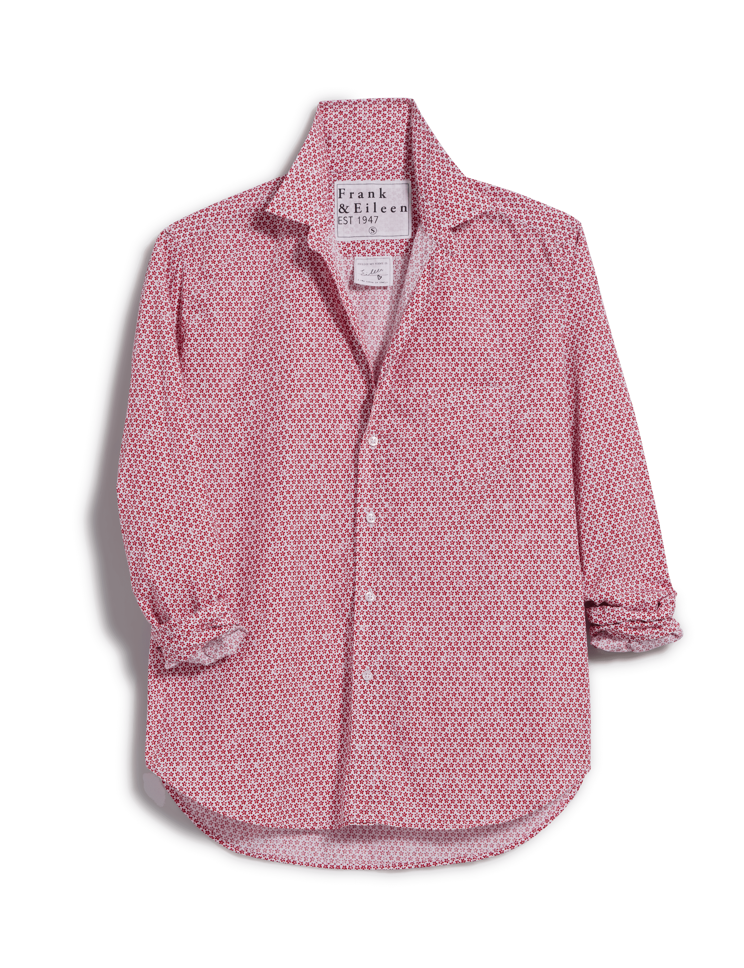 EILEEN Small Red Flowers, Italian Cotton, front view