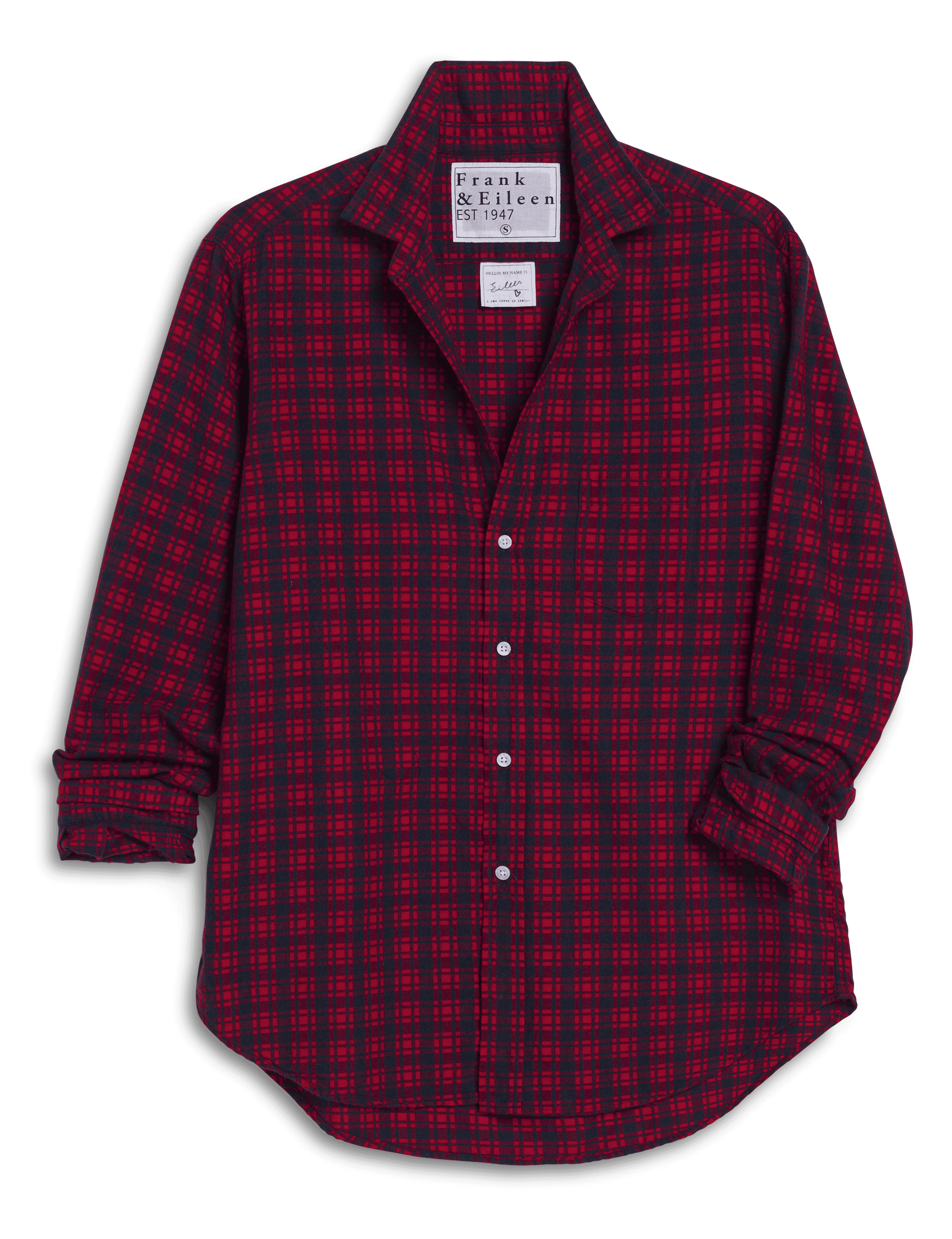 EILEEN Red and Navy Plaid, Italian Flannel