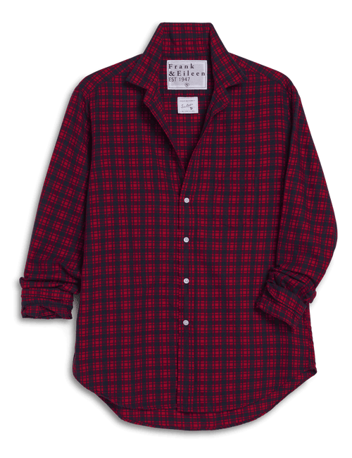 EILEEN Red and Navy Plaid, Italian Flannel, front view