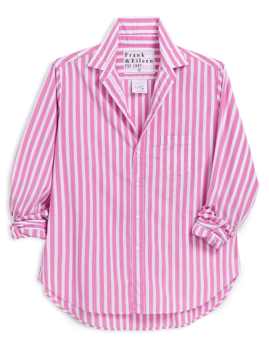 Eileen, Relaxed Button-Up Shirt, Pink Stripe | Frank & Eileen