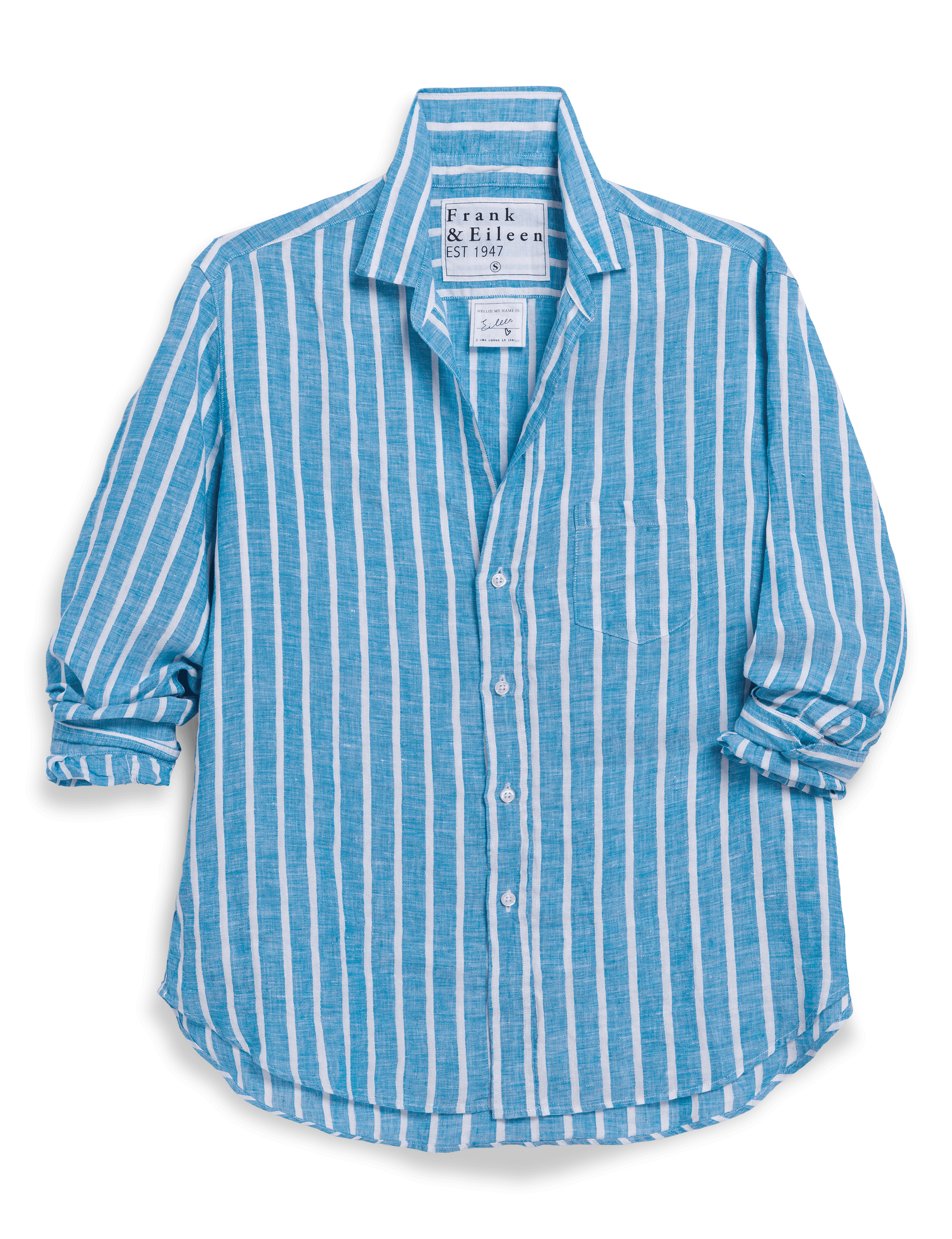 Blue and white striped shirt on a white background, view 6