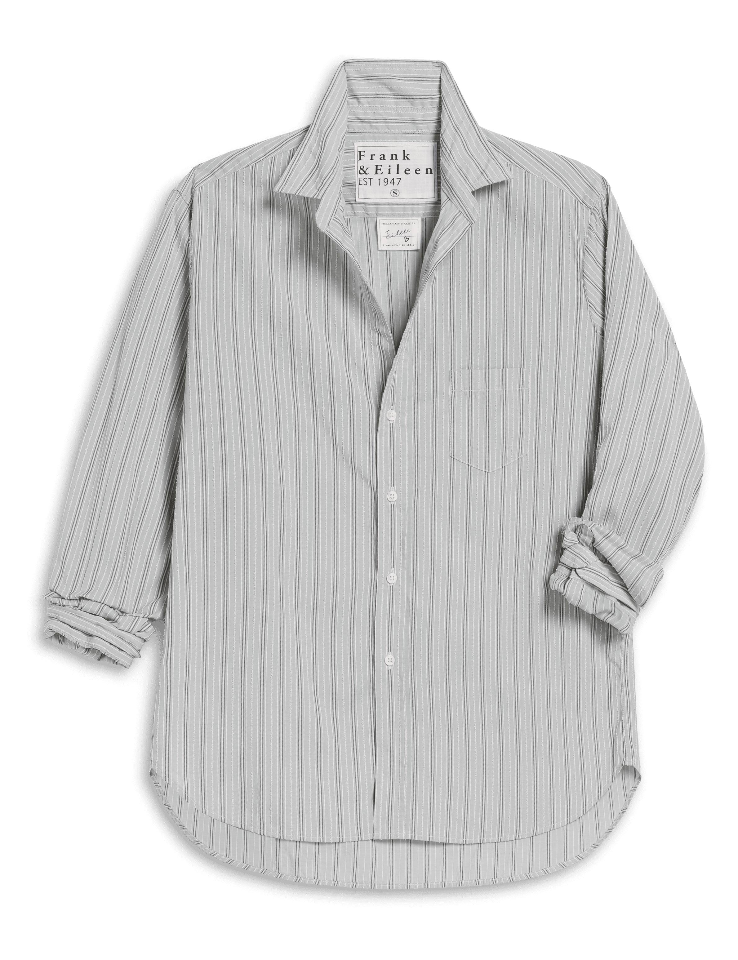 EILEEN Textured Green and White Stripe, Italian Cotton