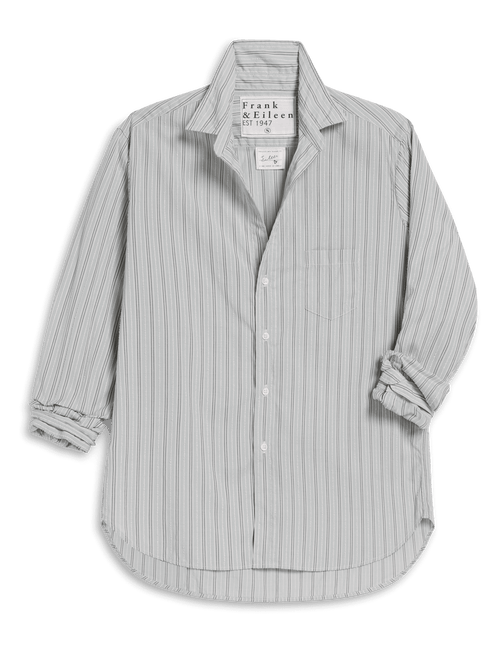 EILEEN Textured Green and White Stripe, Italian Cotton, front view