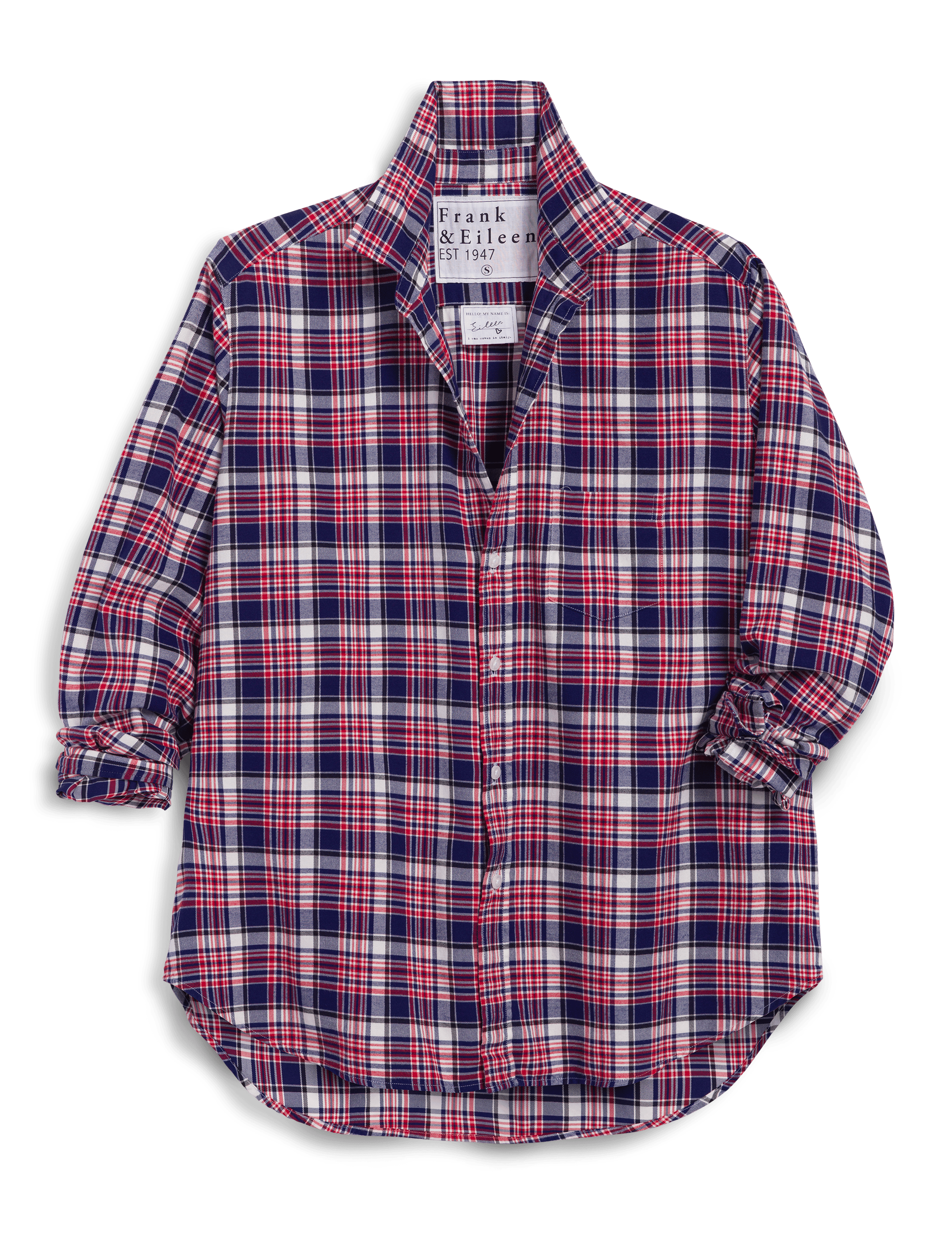 EILEEN White and Black with Red Plaid, Italian Flannel