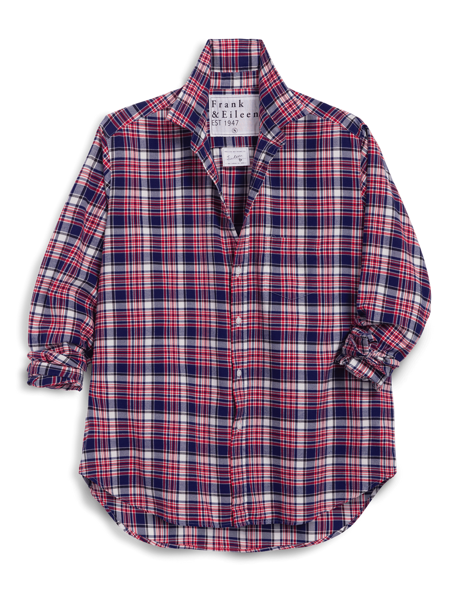 EILEEN White and Black with Red Plaid, Italian Flannel