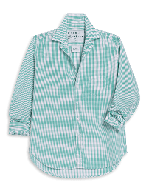 EILEEN White and Green Check, Italian Superluxe, front view