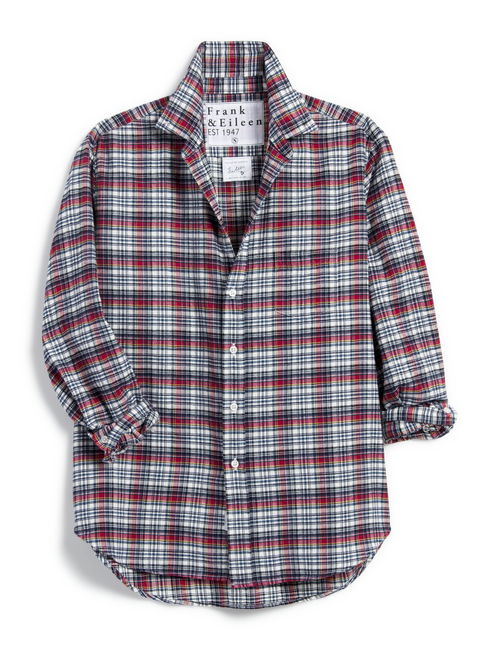 Flat front of Red Plaid Frank & Eileen Eileen Relaxed Button-Up Shirt in Flannel, view 4