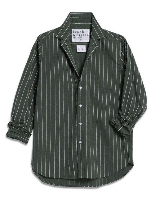 EILEEN Green and White Textured Stripe, Italian Cotton, front view