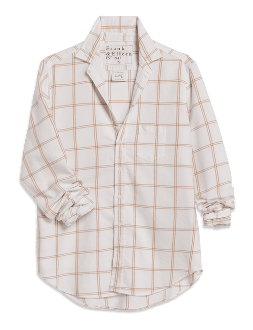 EILEEN White and Camel Windowpane, Italian Flannel, view 5