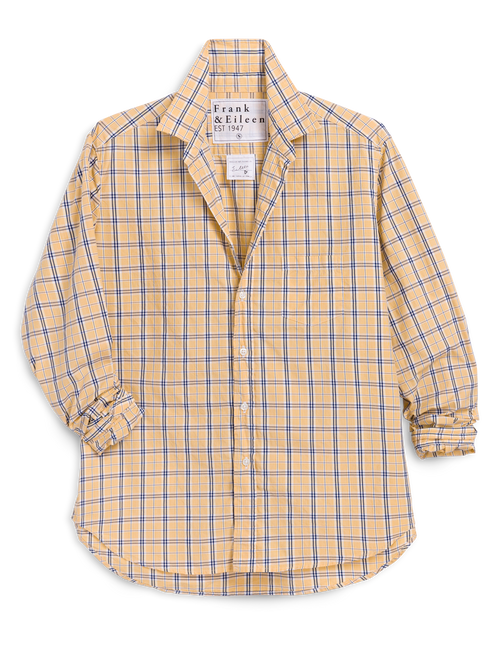 Yellow plaid shirt with a brand label on a white background, view 4