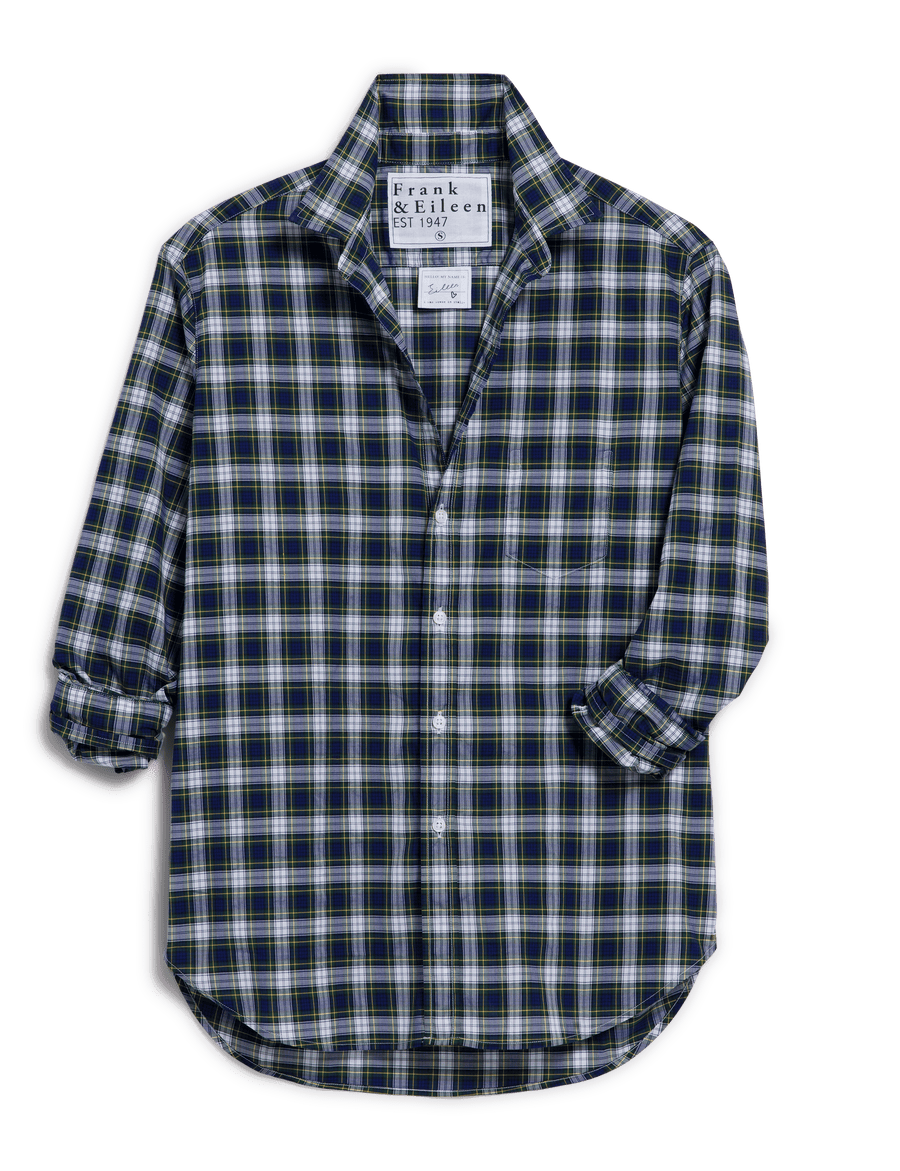 EILEEN Yellow and Navy with White Plaid, Italian Classic Poplin