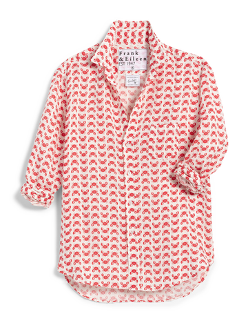 Flat front of Red Crabs Frank & Eileen Eileen Relaxed Button-Up Shirt in Classic Linen