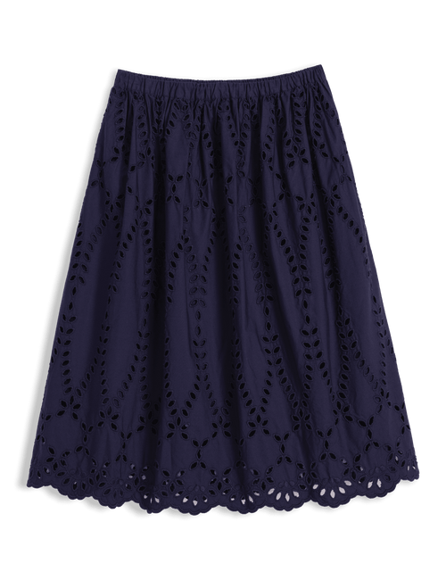 GRACE SKIRT Navy, Eyelet Cotton, view 6