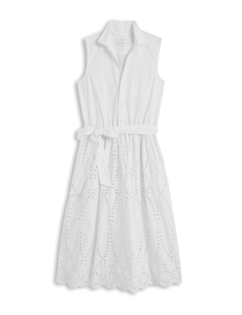 GRACE SLEEVELESS DRESS White, Eyelet Cotton, view 7