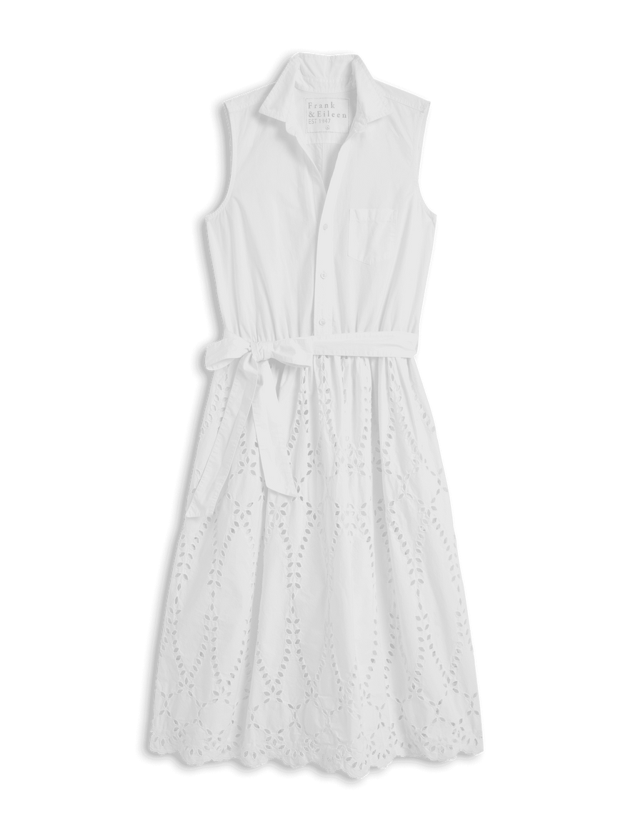 Frank & Eileen Women's Eyelet Midi Dress, Grace Sleeveless Dress, Eyelet Cotton, Size M, White Frank & Eileen Women's Eyelet Midi Dress, Grace Sleeveless Dress, Eyelet Cotton, Size M, White