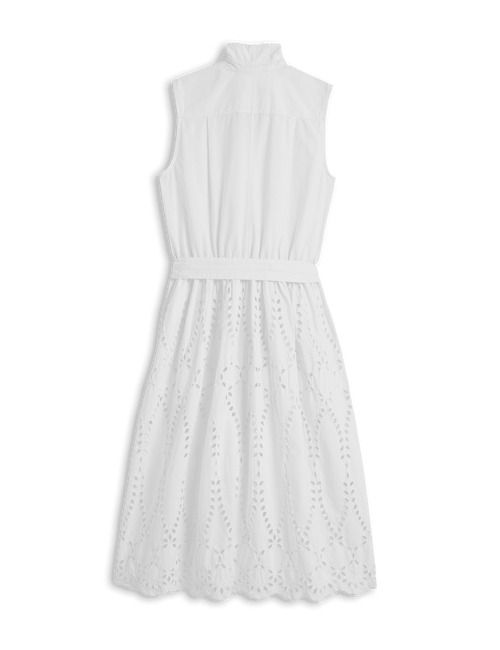 GRACE SLEEVELESS DRESS White, Eyelet Cotton, view 8