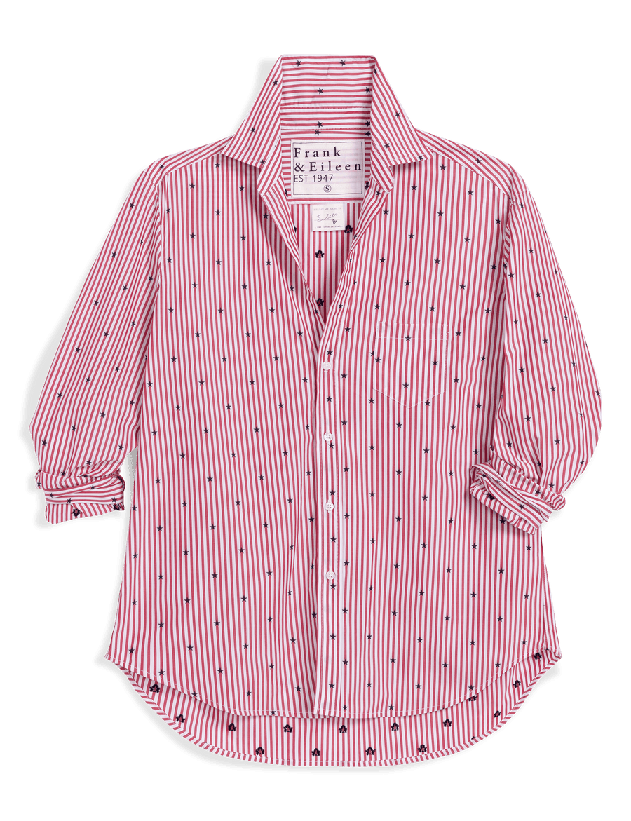 Eileen, Relaxed Button-Up Shirt, Blue Stars Red Stripes | Frank
