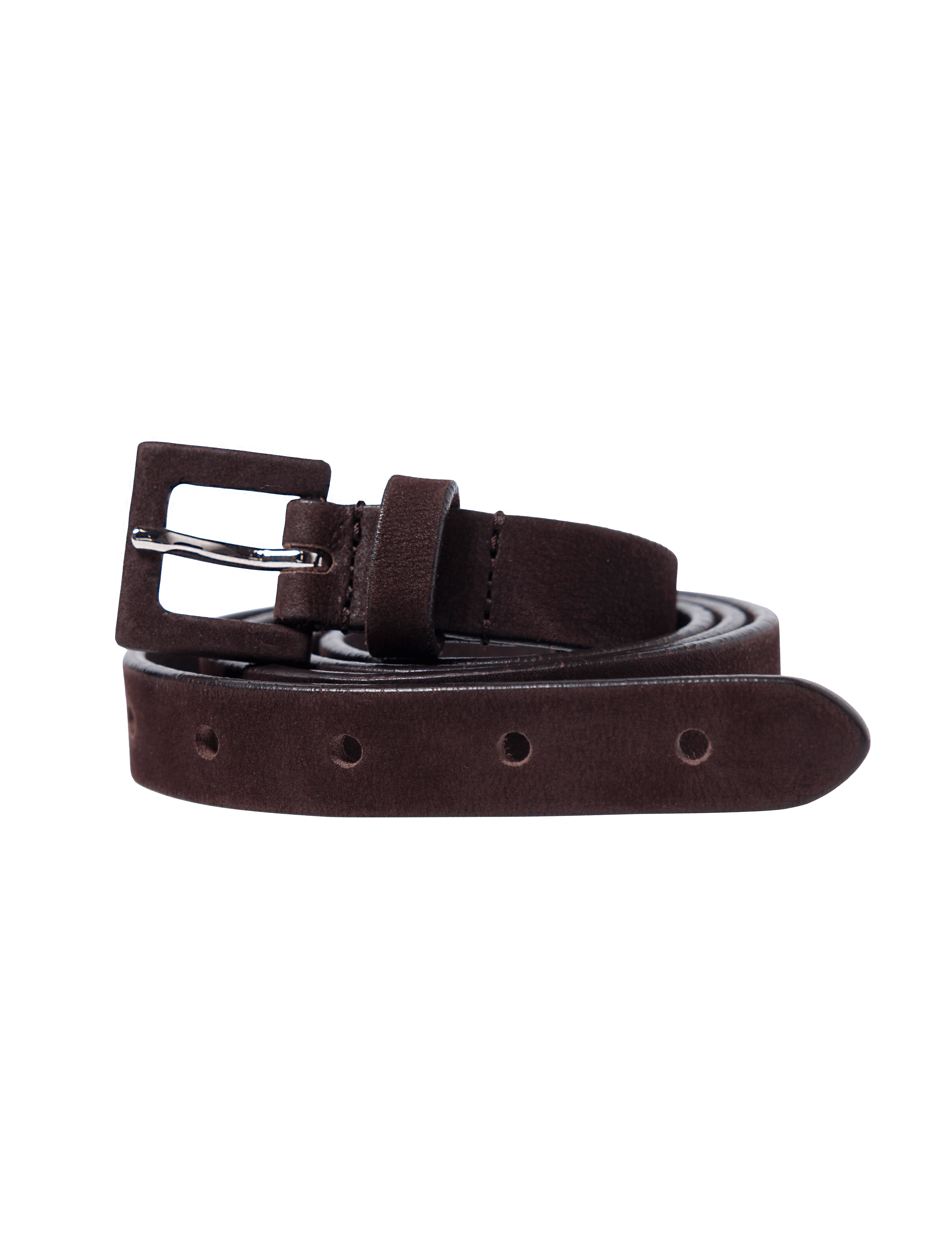 Brown leather belt on a white background